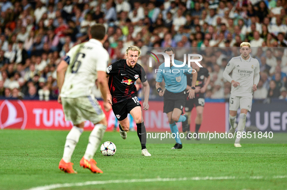 Emil Forsberg during UEFA Champions League match between Real Madrid and RB Leipzig at Estadio Santiago Bernabeu on September 14, 2022 in Ma...