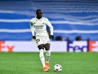 Ferland Mendy during UEFA Champions League match between Real Madrid and RB Leipzig at Estadio Santiago Bernabeu on September 14, 2022 in Ma...