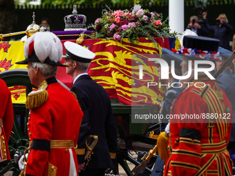 Hundreds of thousands attended the Queen's state funeral in London, on September 19, 2022, to farewell Queen Elizabeth II as her coffin tra...
