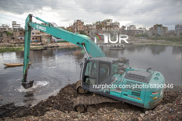 Authority coduct dredging on Buriganga River as the bottom of river is full  of plastic waste in Dhaka on September 20, 2022. 