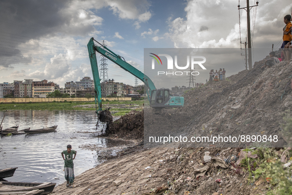 Authority coduct dredging on Buriganga River as the bottom of river is full  of plastic waste in Dhaka on September 20, 2022. 