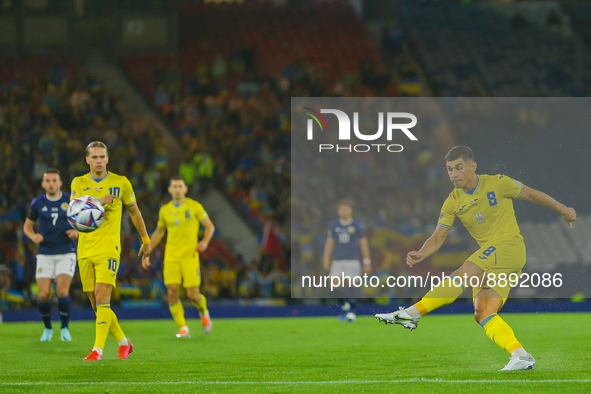 Ruslan Malinovskyi of Ukraine during the UEFA Nations League match between Scotland and Ukraine at Hampden Park, Glasgow, United Kingdom on...