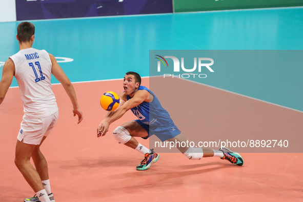 Lazar Jeremic (SRB) in action during the Volleyball Intenationals U20 European Championship - Slovakia vs Serbia on September 22, 2022 at th...