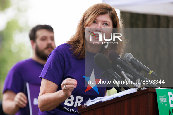 Kris Brown, President of the Brady Campaign, speaks at a rally near the U.S. Capitol in Washington, D.C. on September 22, 2022 to urge the S...