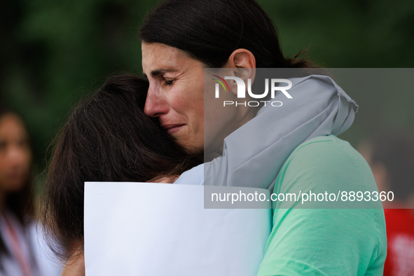 People console each other during a rally near the U.S. Capitol in Washington, D.C. on September 22, 2022 to urge the Senate to pass a federa...