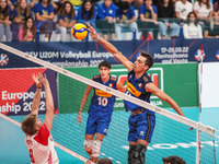 Spike of Cosimo Balestra (ITA) during the Volleyball Intenationals U20 European Championship - Italy vs Poland on September 22, 2022 at the...