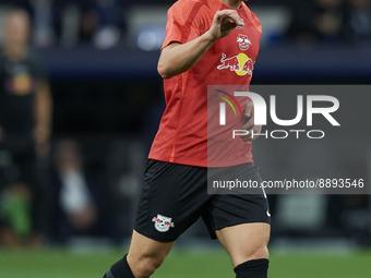 Willi Orban centre-back of RB Leipzig and Hungary during the warm-up before the UEFA Champions League group F match between Real Madrid and...
