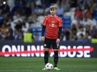Timo Werner centre-forward Germany during the warm-up before the UEFA Champions League group F match between Real Madrid and RB Leipzig at E...