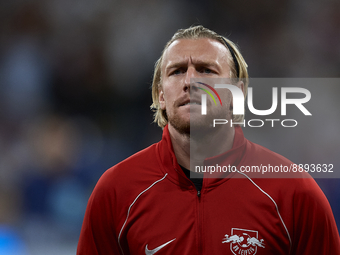 Emil Forsberg left winger of RB Leipzig and Sweden poses prior the UEFA Champions League group F match between Real Madrid and RB Leipzig at...