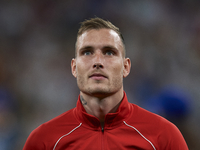 David Raum left-back of RB Leipzig and Germany poses prior the UEFA Champions League group F match between Real Madrid and RB Leipzig at Est...