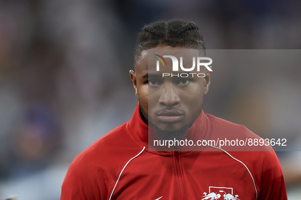 Christopher Nkunku second striker of RB Leipzig and France poses prior the UEFA Champions League group F match between Real Madrid and RB Le...