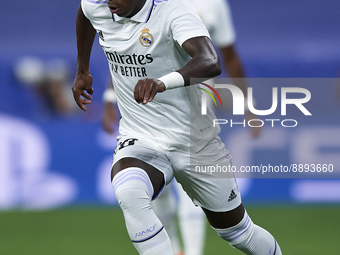 Vinicius Junior left winger of Real Madrid and Brazil runs with the ball during the UEFA Champions League group F match between Real Madrid...