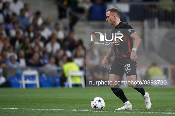 David Raum left-back of RB Leipzig and Germany in aciton during the UEFA Champions League group F match between Real Madrid and RB Leipzig a...