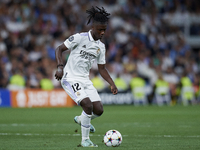 Eduardo Camavinga central midfield of Real Madrid and France in action during the UEFA Champions League group F match between Real Madrid an...