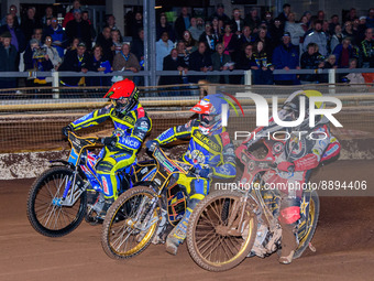 Norick Blodorn  (Yellow) leads Connor Mountain (Blue) and Jack Holder (Red) with Brady Kurtz (White) behind during the SGB Premiership match...