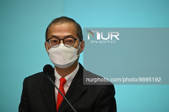 Lo Chung-mau, Secretary for Health during a press conference on September 23, 2022 in Hong Kong, China, the Hong Kong government announced t...