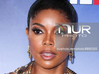 American actress Gabrielle Union wearing Valentino arrives at the Los Angeles Special Screening Of Netflix's 'The Redeem Team' held at the N...