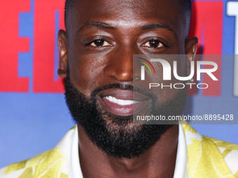 American former professional basketball player Dwyane Wade wearing Gucci arrives at the Los Angeles Special Screening Of Netflix's 'The Rede...