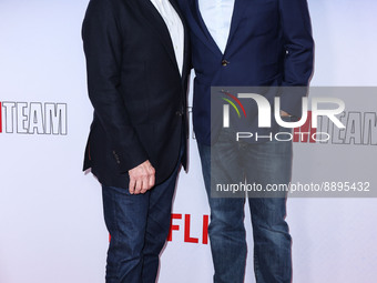 American film producer and director Frank Marshall and Co-CEO/Chief Content Officer of Netflix Ted Sarandos arrive at the Los Angeles Specia...