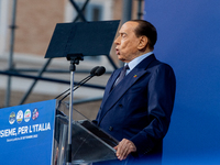  Silvio Berlusconi, leader of Forza Italia, delivers his speech during the political meeting organised by the right-wing political alliance...