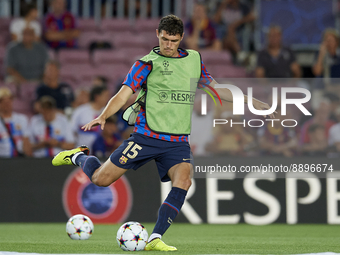 Andreas Christensen centre-back of Barcelona and Denmark during the warm-up before the UEFA Champions League group C match between FC Barcel...