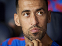 Sergio Busquets defensive midfield of Barcelona and Spain sitting on the bench prior the UEFA Champions League group C match between FC Barc...