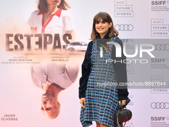 Actress Veronica Echegui poses at the photocall for the short film 'Estepas' at the San Sebastian Film Festival, September 23, 2022, in Madr...