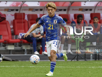 Ritsu Doan right winger of Japan and SC Freiburg in action during the international friendly match between Japan and United States at Merkur...