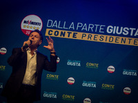 Five Star Movement (M5S) leader Giuseppe Conte attends the closing rally before the general elections at Piazza Santi Apostoli, in Rome, Ita...