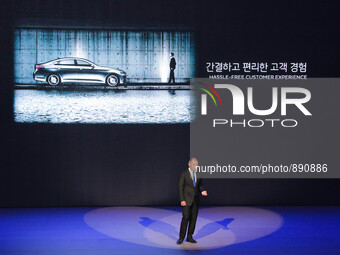 November 4, 2015 - South Korea, Seoul : Hyundai Motor Co. Vice Chairman Chung Euisun speaks during a press conference in Seoul, South Korea,...