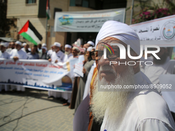 Members of the Palestine Scholars Association take part in a rally in support of the Al-Aqsa mosque in Gaza city, on  September 25, 2022.
 (