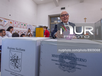 Gaetano Armao, former vice president of the Sicilian Region, votes in Palermo, during the Italian national and regional elections 2022. Gaet...