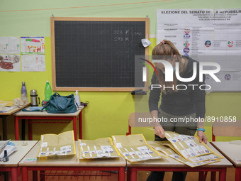 Ballot counting in a section of Pisa, Italy, on September 25, 2022. The general election was held on Sunday, September 25.  First exit polls...