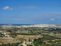 General view fron the old city walls of the historical city is seen in Mdina, Malta on 23 September 2022   Mdina (former Melite) is a fortif...