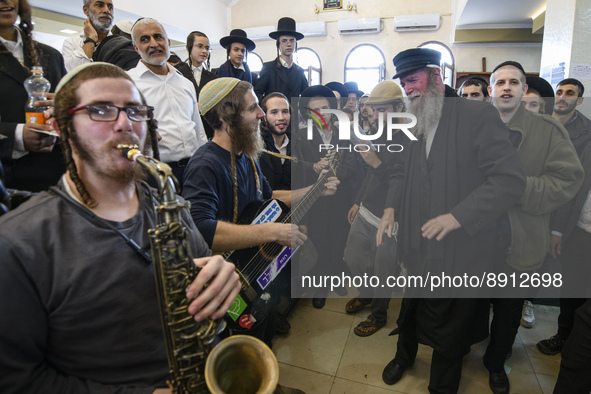 Orthodox Jewish pilgrims celebrate near the tomb of Rabbi Nachman while celebrating Rosh Hashanah, the Jewish New Year,  amid Russia continu...