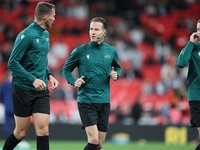 The referee team warming up before the UEFA Nations League match between England and Germany at Wembley Stadium, London on Monday 26th Sept...