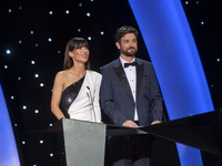 Actor Gorka Otxoa and actress Bárbara Goenaga present the Closing Gala of the San Sebastian International Film Festival, September 24, 2022,...