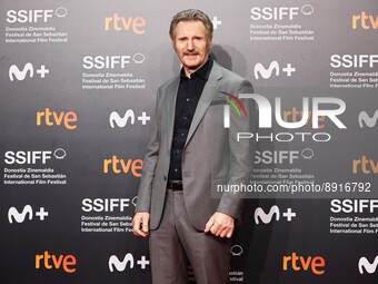 Liam Neeson on the Red Carpet at the closing ceremony of the 70th San Sebastian International Film Festival on September 24, 2022 in San Seb...