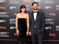 Gorka Otxoa and Barbara Goenaga on the closing Red Carpet of the 70th edition of the San Sebastian International Film Festival on September...