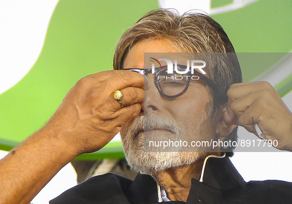 Bollywood actor Amitabh Bachchan gets his makeup done during an event in Mumbai, India on October 2, 2018. 