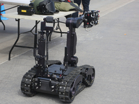 Peel Regional Police bomb squad displays a bomb disposal robot during Community Crime Prevention Day in Mississauga, Ontario, Canada, on Sep...