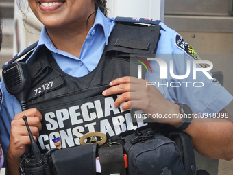 Special Constable with the Peel Regional Police seen during Community Crime Prevention Day in Mississauga, Ontario, Canada, on September 24,...
