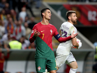 Cristiano Ronaldo of Portugal reacts during the UEFA Nations League Group A2 football match between Portugal and Spain, at the Municipal Sta...