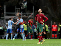 Cristiano Ronaldo of Portugal reacts at the end of the UEFA Nations League Group A2 football match between Portugal and Spain, at the Munici...