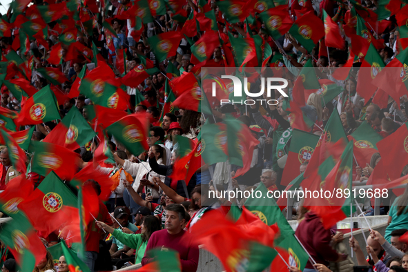Portugal's supporters wave their flags during the UEFA Nations League Group A2 football match between Portugal and Spain, at the Municipal S...