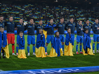 Team of Ukraine during the National Anthem ahead of the the UEFA Nations League 2022/23 match in Group B between Ukraine and Scotland at the...