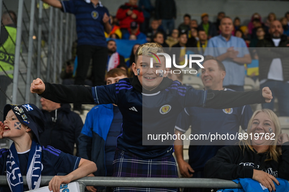 Fans from Scotland seen during the UEFA Nations League 2022/23 match in Group B between Ukraine and Scotland at the Marshal Jozef Pilsudski...