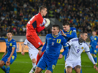 Ukrainian goalkeeper Andriy Lunin in action during the UEFA Nations League 2022/23 match in Group B between Ukraine and Scotland at the Mars...
