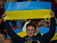 Fans from Ukraine seen during the UEFA Nations League 2022/23 match in Group B between Ukraine and Scotland at the Marshal Jozef Pilsudski i...