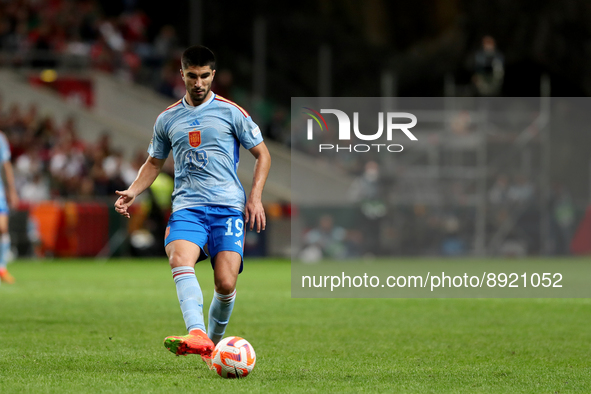 Carlos Soler of Spain in action during the UEFA Nations League Group A2 football match between Portugal and Spain, at the Municipal Stadium...